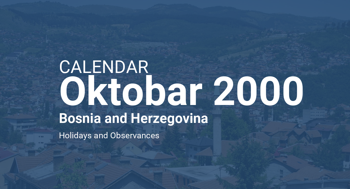 October 2000 Calendar Bosnia and Herzegovina